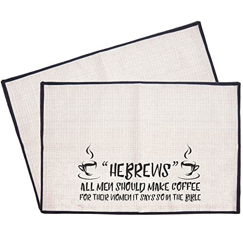 4 Pieces Coffee Bar Mat Burlap Placemats Coffee Bar Accessories Coffee Bar  Essentials Funny Coffee Bar Decor for Coffee Station 12 x 18 Inch