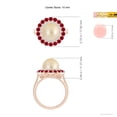 thumbnail image 2 of ANGARA Golden South Sea Cultured Pearl & Ruby Double Halo Ring in 14K Rose Gold for Women | June Birthstone, Birthday, Anniversary, Jewelry Gift for Women | Pearl Ring, 2 of 8