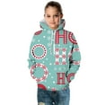 thumbnail image 2 of Oiyii Big Girls' Pullover Hoodie Tree Stocking All Over Print Long Sleeve Casual Hooded Sweatshirt Pullover Top,Light Blue, 2 of 4