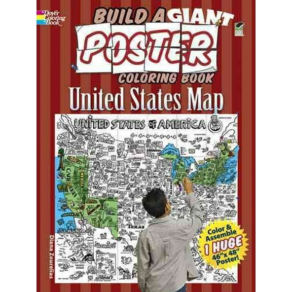 Pre-Owned Build a Giant Poster Coloring Book--United States Map (Dover Build A Poster Coloring Book) Paperback