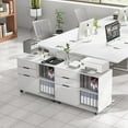 thumbnail image 4 of Gianna 3 Drawer File Cabinet with Wheels and Open Storage Shelves for Home Office, White, 4 of 6