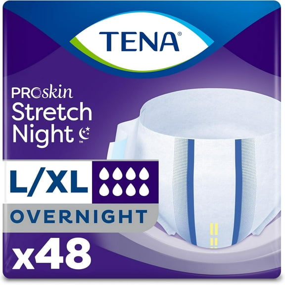 TENA ProSkin Overnight Protection Incontinence Briefs, Large / Extra Large, 48 Count