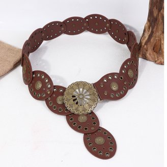 Hollow Western Disc Belt for Dress Boho Concho Belt Vintage  display picture 3