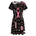 thumbnail image 4 of Breast Cancer Pink Ribbon Dress Summer Street Style Dresses Female Short Sleeve Printed Sundress, 4 of 7