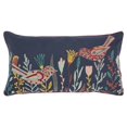 thumbnail image 1 of HomeRoots 403473 Blue Botanical & Bird Embroidered Lumbar Pillow, Navy, Gold & Pink, 1 of 1