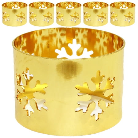

Qumonin Set of 6 Golden Snowflake Napkin Rings for Christmas