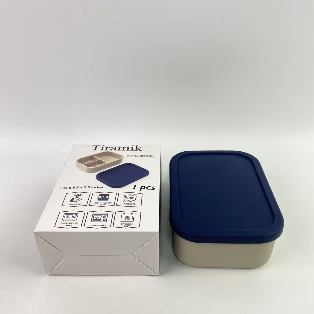 Tiramik Lunch boxes,3 Compartment Lunch Box - Microwave, Dishwasher and Freezer Safe
