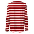 thumbnail image 5 of Women's Long Sleeve Striped T-Shirt, Casual Red and White Crew Neck Top, Soft Cotton Blend, 5 of 8