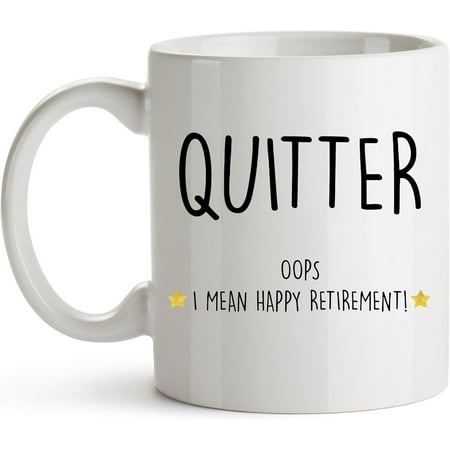 

YouNique Designs Quitter Retirement Mug for Women and Men 11 Ounces Happy Retirement Mens Fun Retirement Cup Retired Mug for Men (Black Handle)