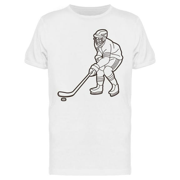 Hockey Player Sketch Graphic T-Shirt Men -Image by Shutterstock, Male Large