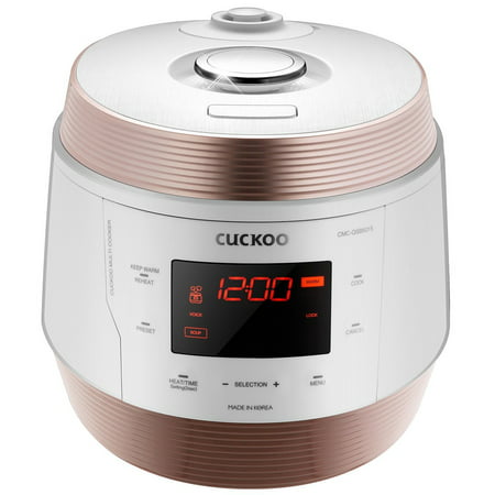 Cuckoo 8 in 1 Multi Pressure cooker (Pressure Cooker, Slow Cooker, Rice Cooker, Browning Fry, Steamer, Warmer, Yogurt Maker, Soup Maker) Stainless Steel, Made in Korea, White, CMC-QSB501S