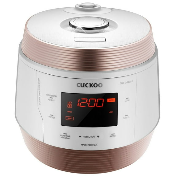 Cuckoo 8 in 1 Multi Pressure cooker (Pressure Cooker, Slow Cooker, Rice Cooker, Browning Fry, Steamer, Warmer, Yogurt Maker, Soup Maker) Stainless Steel, Made in Korea, White