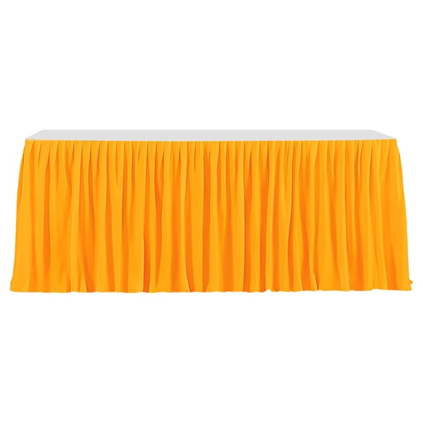 Faldón de mesa de 1,8 m para mesas rectangulares, mantel plisado resistente a las arrugas, mantel reutilizable con volantes.