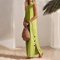 thumbnail image 3 of Dvprdro Mandarin Collar Sleeveless Button Front Side Slit Maxi Dress for Women Loose Fit A Line Summer Daily Solid, 3 of 8