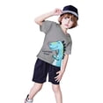 thumbnail image 3 of Toddler Boy Outfits 2 Piece Dinosaur Print Short Sleeve Crew Neck T-Shirt Top And Shorts Everyday Wear Baby Boys' Clothing Sets Size 2-3 Years, 3 of 5