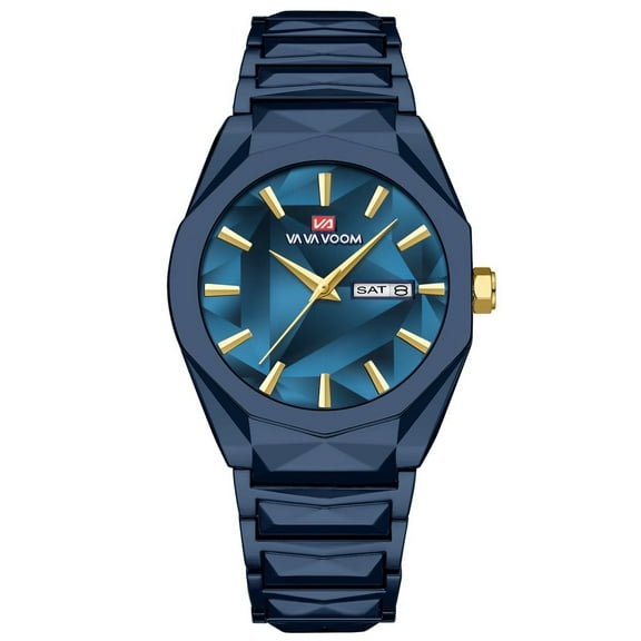 EXPLOJOY Men's Rainbow Quartz Watch – Waterproof Stainless Steel Design with Calendar Display