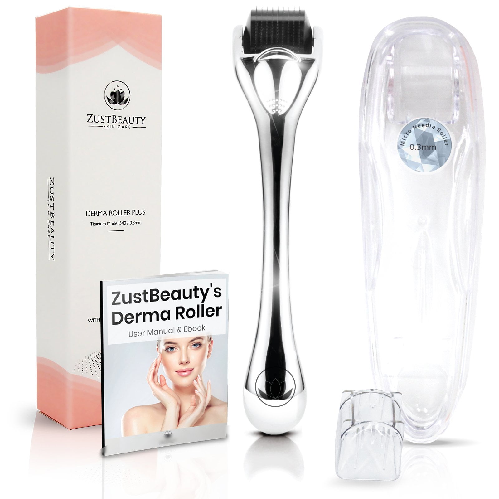 ZustBeauty Derma Roller Microneedle Skin Care Tool - Titanium Needles Set
