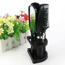 HEMOTON 4-Piece Curly Hair Detangler Brush and Comb Set with Mirror for Easy Styling