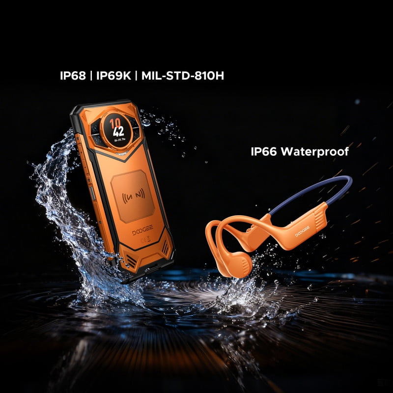 DOOGEE S200 Rugged Phone 5G Unlocked, 48GB+256GB/2TB Android 16 Rugged Smartphone, 10100mAh, 6.72"FHD + 120 Hz Display with 1.32" Rear Screen, 100MP+20MP Night Vision, IP68/IP69K/NFC/Fingerprint/GPS