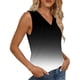 thumbnail image 4 of Mujeres sin mangas Tops de verano gradiente color fuera de posición impresión V-cuello blusa casual Mujeres V-cuello de verano Tops, 4 of 6
