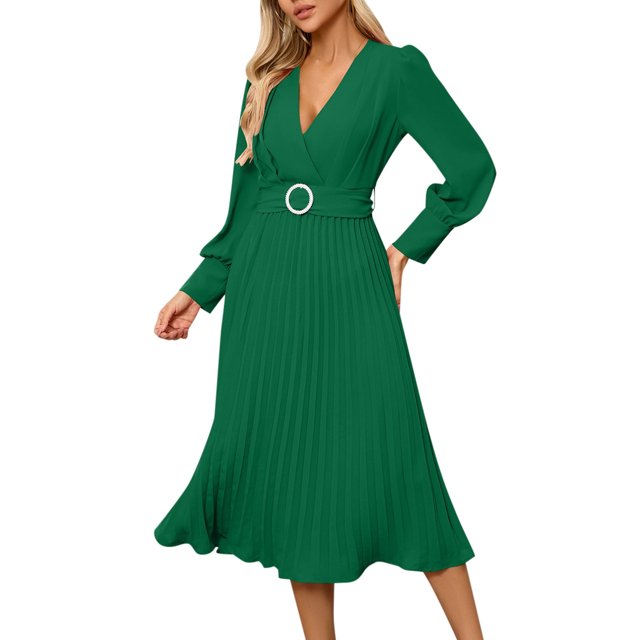 Robe Mode Femme Slim - Fit V - Col Long - Manches Longues Ligne A