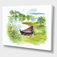 thumbnail image 3 of Designart ' Rural Green Landscape With Boat In Lake ' Lake House Canvas Wall Art Print, 3 of 4