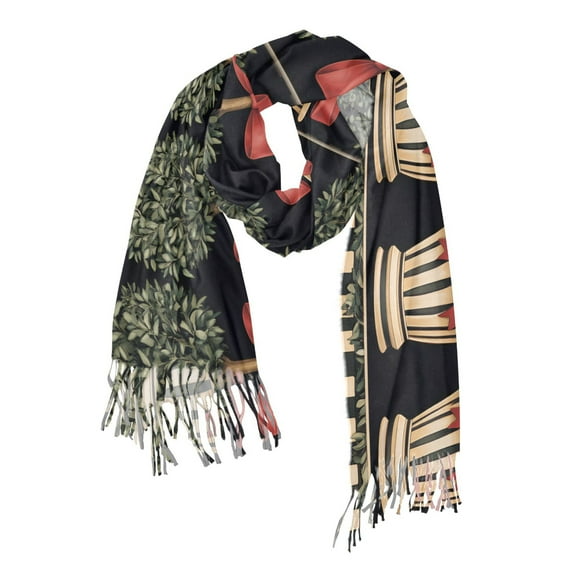 FORMRS Womens Scarf Winter Soft Long Big Warm Shawls Wrap Tassel Scarves, Beige Striped Trees