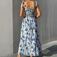 thumbnail image 4 of Sakmal Sundresses for Curvy Women Elegant Long Blue Derby Dress Floral Sleeveless Dresses, 4 of 9