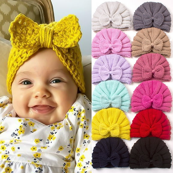 Dalrosia Baby Hats Knot Headwraps Knit Turbans Soft Head Wrap Toddler Kids Nursery Beanie Cap