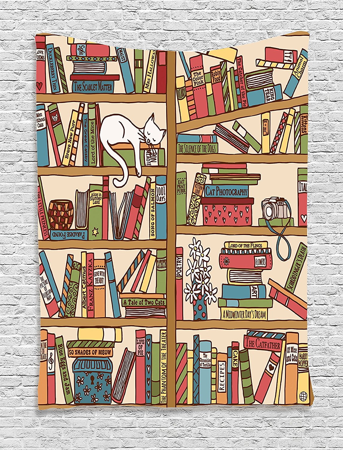 Cat Lover Decor Tapestry By Nerd Book Lover Kitty Sleeping Over