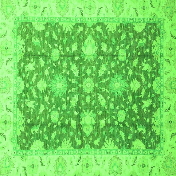 Ahgly Company Indoor Square Oriental Green Traditional Area Rugs, 4' Square