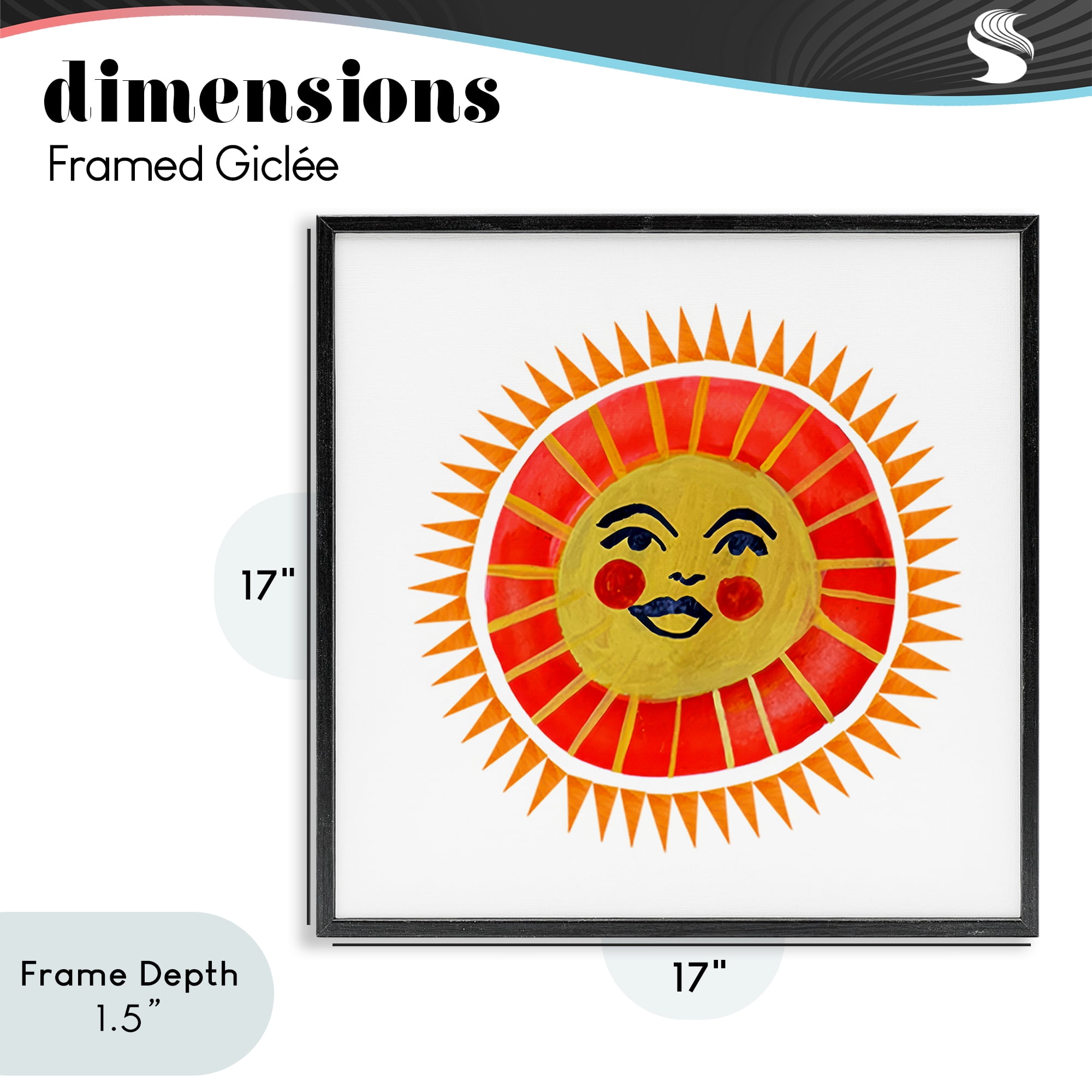 Stupell Industries Cheerful Boho Sun Black Framed Giclee Art, design by Katherine Herrell Studio