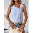 thumbnail image 5 of Women'S Button Asymmetrical V Neck Striped Print Blouses Casual Sleeveless Tank Top Summer Shirt Tops Light Blue XXL, 5 of 8