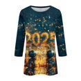 thumbnail image 5 of Ladies Tops And Blouses New Years Outfits Women Casual 3/4 Sleeve Round Neck 2025 New Year Printed Graphic Plus Size Tops Fashion Clothing, 5 of 5