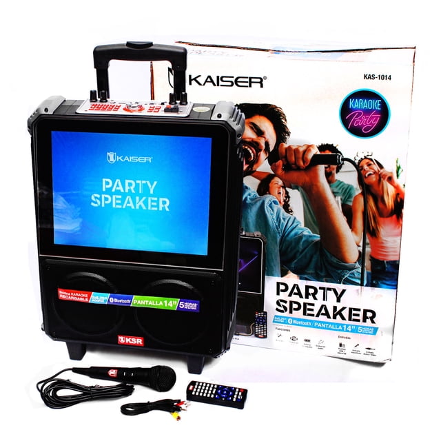 Bafle karaoke recargable pantalla 14" Bluetooth Mic USB REC Kaiser Edición Especial