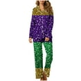 thumbnail image 6 of Moxiu Mardi Gras Pajamas for Women 2025 Loungrwear Set Festivel Long Sleeve Button Down Shirts Pant Carnival Holiday Pjs Sleepwear Multicolor,XL, 6 of 6