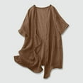 thumbnail image 1 of asjyhkr Blouses pour Femmes Col Rond Manches Longues Cardigan Ample Décontracté Couleur Unie Extérieur Plage Vacances Mode avec Poches, 1 of 1