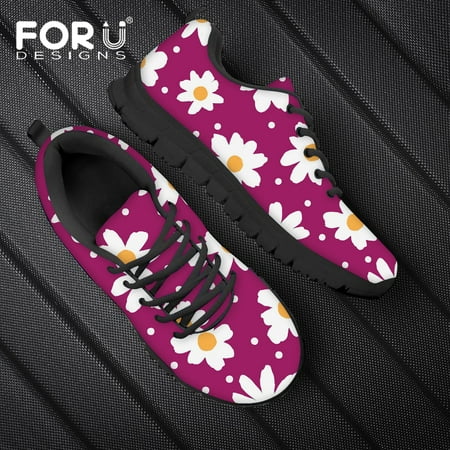 

Beauty Daisy White Floral Printing Women Flat Shoes Brand Design Female+Sneakers Casual Spring Mesh Ladies Footwear