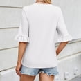 thumbnail image 6 of OSOLU Women Solid Color Striped O-Neck Mid Sleeve T-Shirt Tshirts Tee With Sleeves Stylish Dailywear, 6 of 6