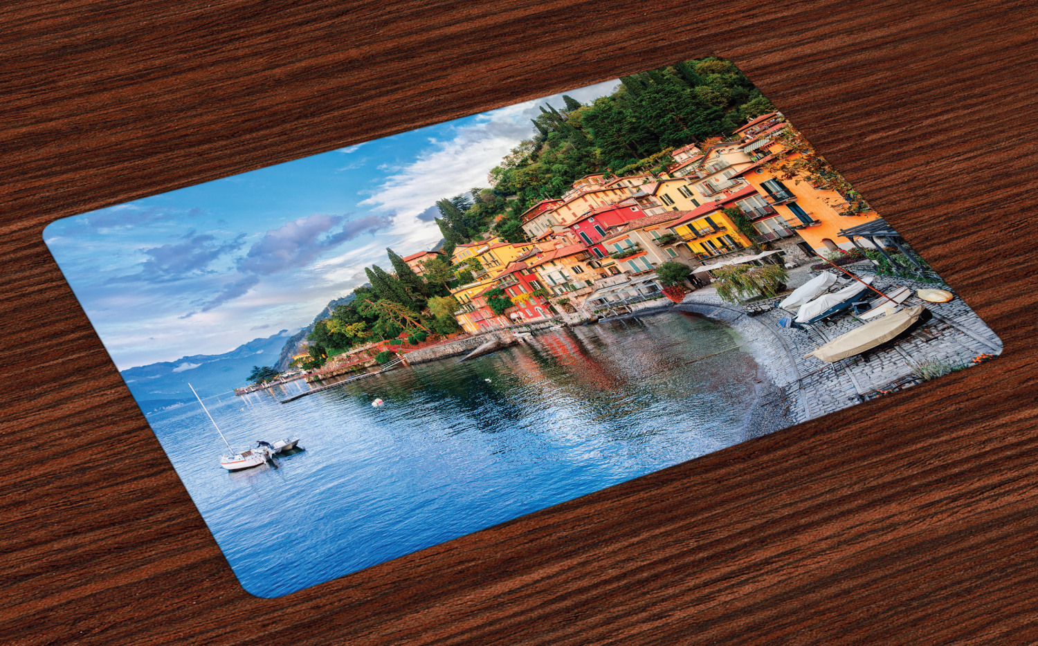 Italian Placemats Set of 4 Summer Village by the Mediterranean Sea with