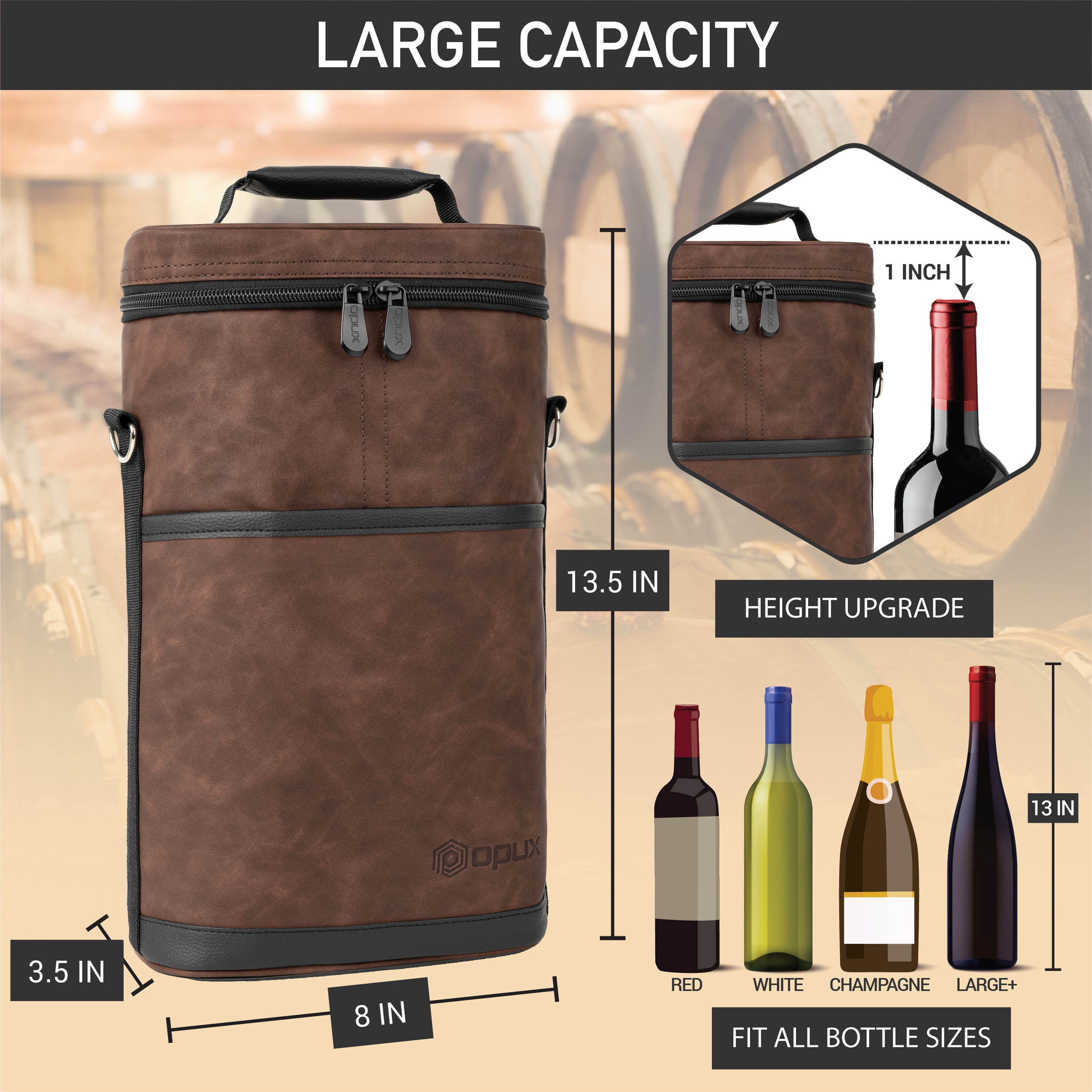 OPUX 2 Bottle Wine Carrier Tote, Insulated Leakproof Wine Cooler