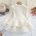 thumbnail image 6 of Povozer Girls' Long Sleeve Girl Dresses Ribbed Knit Sweater Dress(Beige,3-4Y), 6 of 6