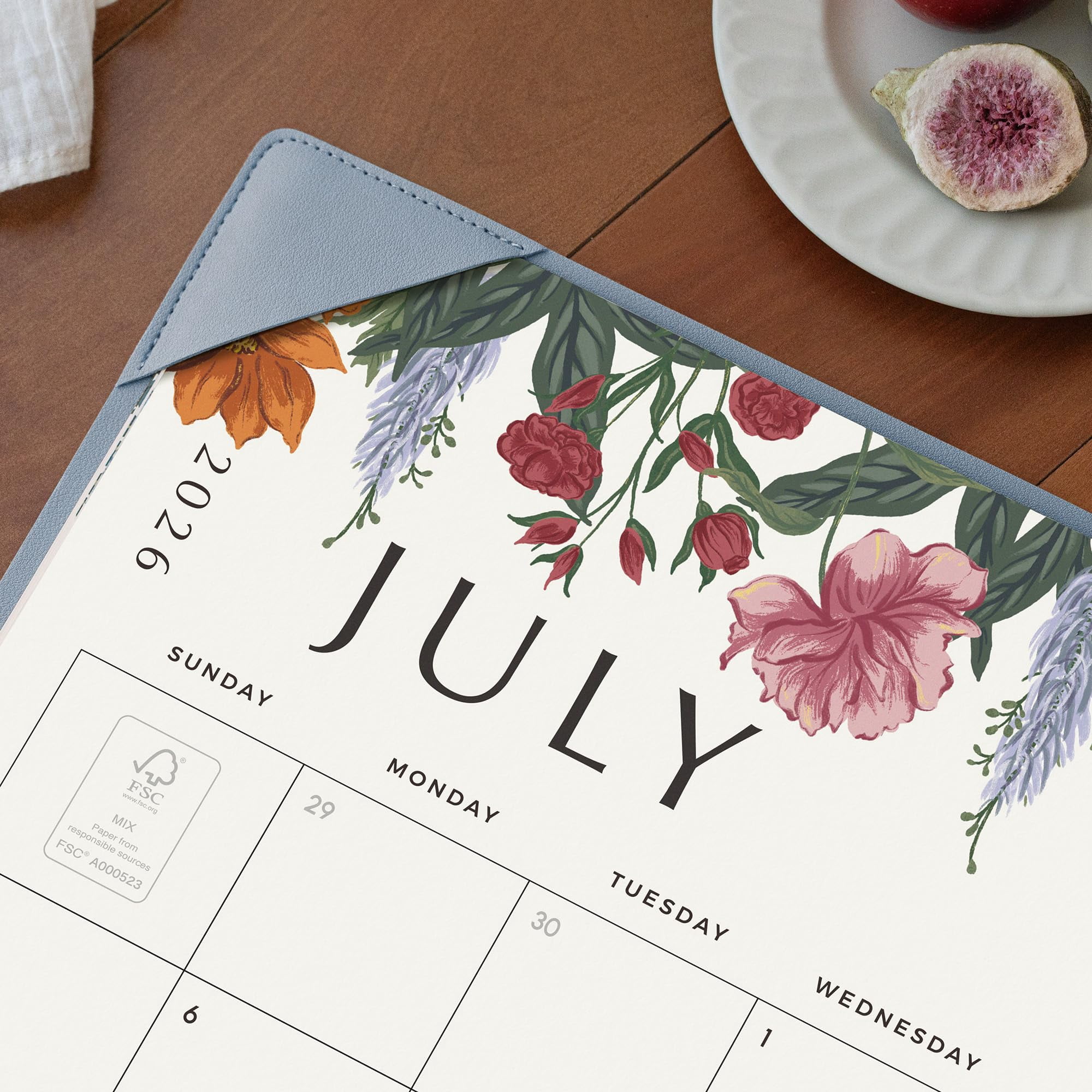 Desk Calendar 2026 With Desktop Mat  Large Pad 22 X 17 Inch Runs From July 2026 To December 2027 Classic Floral Design 2026 For Home School And Office (blue)