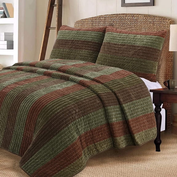 Cozy Line Home Fashions Striped Cotton Reversible Bedding Sets, Queen, 3-Pieces