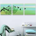 thumbnail image 4 of IDEA4WALL 3 Pieces Modern Canvas Wall Art Birds Playing on Green Branches Canvas Prints for Home Wall Decor - 12"x12"x3 Panels, 4 of 5