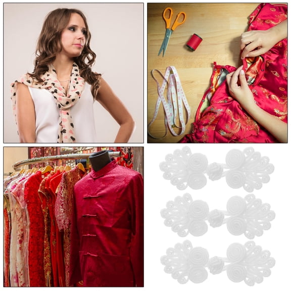 Soimiss 10 Pairs Toggle Buttons For Sweaters White Polyester Decorative Closure For Garment Decoration