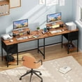 thumbnail image 6 of Satifur 59" L-Shaped Desk with Power Outlets, 4 Fabric Drawers & 2 Monitor Stands, Convertible Two Person Home Office Desk, Rustic Brown, 6 of 9