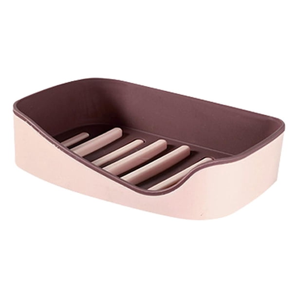 Jaboneras de plástico con desagüe, jabonera de doble capa para baño y baño rojo