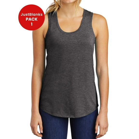 JustBlanks Women Tri Racerback Tank Back Neck Tape Curved Hem Arm Openings