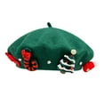 thumbnail image 5 of Abbraccia Christmas Hat Painter Hat Streetwear Headgear Decor Womens French Winter Cap for Holiday Cosplay Vacation Adults Green, 5 of 10